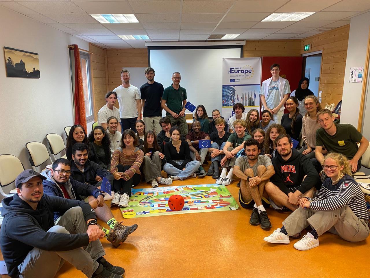 Dhanush with the Eusalp Youth Exchange delegates at the Maison de l'Europe